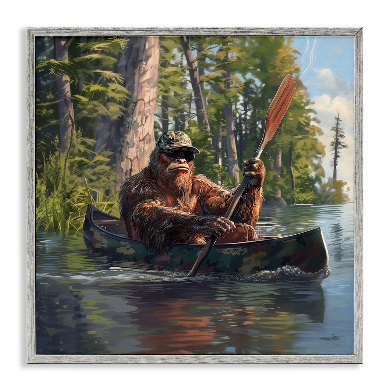 Stupell Industries Mythical Monster in Canoe Framed Giclee Wall Art Design by Jim Baldwin